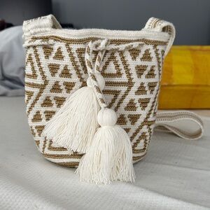 Bohemian Cream and Brown Tassel Bag